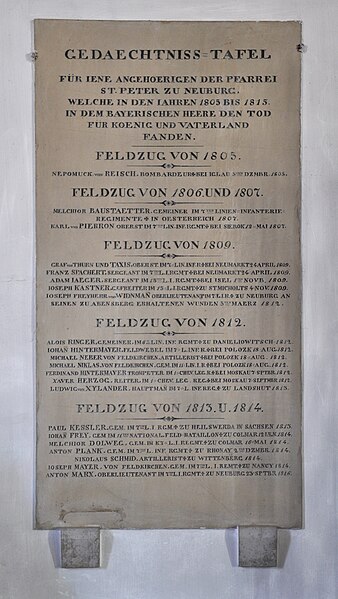 File:Neuburg Pfarrkirche St Peter Gedächtnistafel 1805-1814.jpg