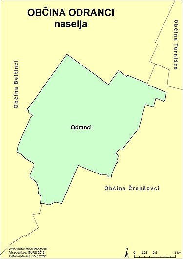 The sole village in the municipality Obcina Odranci - naselja.jpg