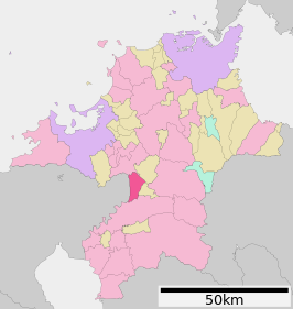 Situering van Ogori in de prefectuur Fukuoka
