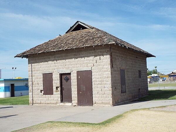 The Old Parker Jail was built in 1914 and located in Pop Harvey City Park. It was listed on the National Register of Historic Places on April 3, 1975,