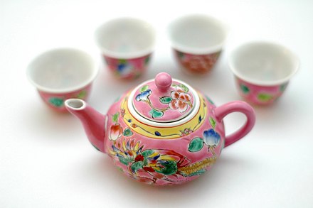 Pretty in pink - Peranakan tea set with dragon-phoenix motif