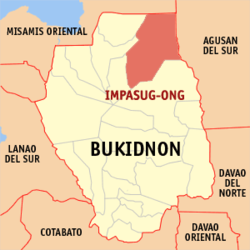 Map of Philippines with Impasugong highlighted