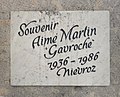 * Nomination Plaque "Souvenir Aimé Martin, Gavroche, 1936-1986, Niévroz située au 82 rue Boileau à Lyon (France), sous le passage. --Benoît Prieur 15:12, 15 April 2019 (UTC) * Promotion Good quality. --Cayambe 19:23, 15 April 2019 (UTC)