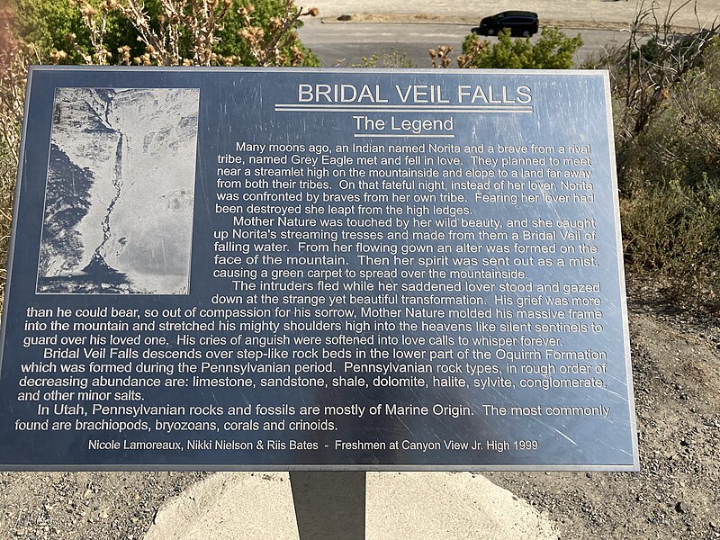 File:Plaque over Bridal Veil Falls near Provo, Utah.jpg
