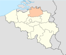 Ligging van die provinsie Antwerpen in België