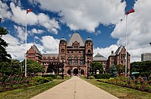 The Ontario Legislative Building in 2010 Queen's Park - Toronto - 2010 (cropped-rotated).jpg