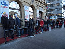 In late 2013, BK returned to Finland after three decades of absence. This caused so much interest that people had to stand in queue for half an hour just to get in. Queue to Burger King in Helsinki, Finland.jpg