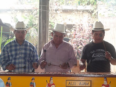 Xylophone band performing at a Rabinal Achí event