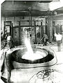 Dated 1927 or 1928 - Tapping the glass from the melting furnace to the mold