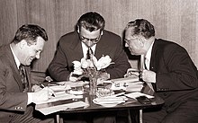 Edvard Kardelj, Aleksandar Rankovic and Tito in 1958 Resolucija VII. kongresa o prihodnjih nalogah ZKJ.jpg