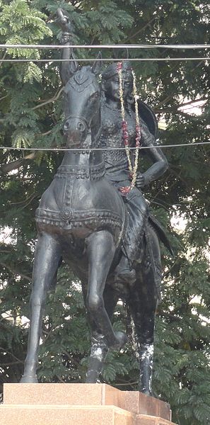 Statue of Rudrama Devi, one of the rulers of the Kakatiya dynasty and builder of the fort complex