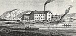 Strängnäs Tändsticksfabrik på Visholmen, cirka 1880.