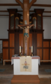 = English: Protestant Church (Detail: Altar) in Uetzhausen, Schlitz, Vogelsberg, Hesse, Germany.