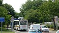 English: A line up of various Southern Vectis and Wightbus vehicles, in Wellington Road, Carisbrooke, Isle of Wight. Due to the sparsely spread population of the island, most school children have to travel quite a long way to school. There are three schools in Carisbrooke, and so a lot of buses turn up every school day to pick up and drop everyone off. Around 15 school services are scheduled to go to the school.