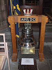 HMS Howe's bell in St Giles' Cathedral, Edinburgh Ships Bell from HMS Howe, in St. Giles Cathedral - geograph.org.uk - 989260.jpg