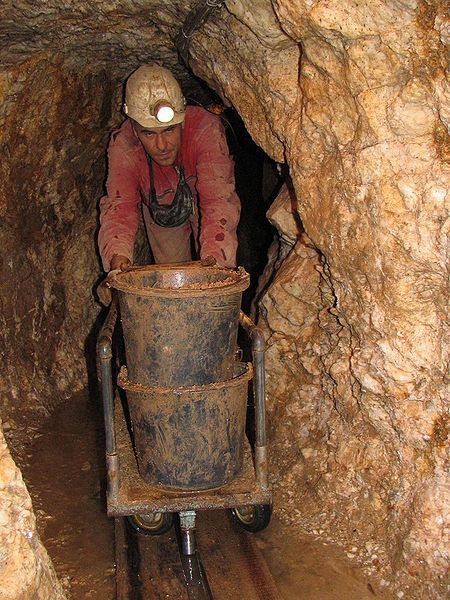 File:Silberbergwerk Suggental - Hund Spurnagel unter Tage.jpg