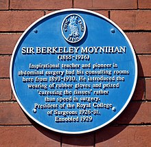 Sir Berkeley Moynihan blue plaque 2018.jpg