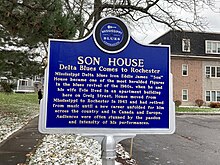 Blues Trail Marker on Greig Street in Rochester, NY, where Son House and his wife Evie lived in the 1960s.