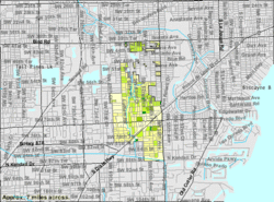 U.S. Census Bureau-mapo montrante urbocentrolimojn