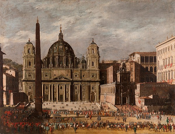 Viviano Codazzi: Rendition of St. Peter's Square, Rome, dated 1630. Kant referred to St. Peter's as "splendid", a term he used for objects producing f