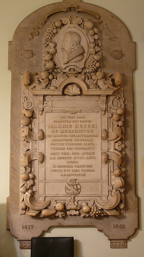 Memorial to John Napier in St Cuthbert's Church, Edinburgh