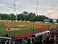 Blick auf das Spielfeld beim Spiel der Quebec Capitales und den Rockland Boulders im Juli 2018