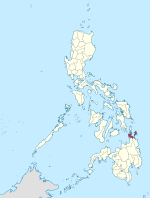 Bản đồ của Philippines với Surigao del Norte được bôi đỏ