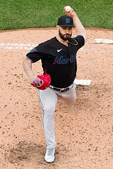 Tanner Scott pitching, April 7, 2023 (1) (cropped).jpg