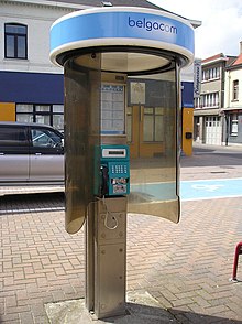 Belgacom (now rebranded Proximus) payphone in Lebbeke. Telefoon-Lebbeke.JPG