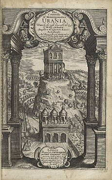 The title page of Urania, engraved by Simon van de Passe. The Countesse of Mountgomeries Urania (1621) title page.jpg