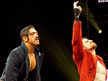 English (right) with Simon Gotch in April 2016 The VaudeVillians.jpg