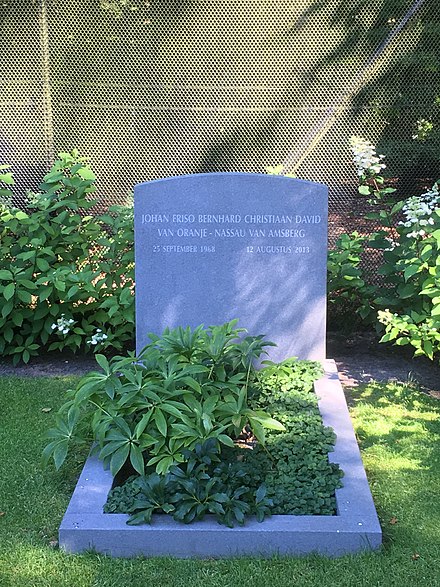 The grave of Prince Friso of Orange-Nassau van Amsberg at the Dutch Reformed Cemetery in Lage Vuursche.