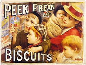 Utilización promocional de la pintura de Thomas Benjamin Kennington por una marca de galletas.