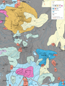 Petrologische kaart van de Three Sisters en de Broken Top.