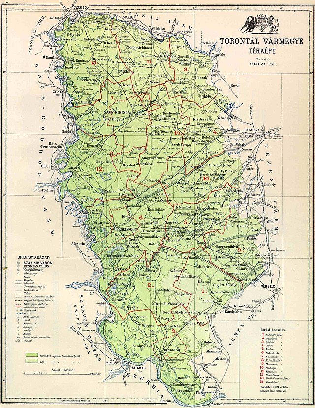 Poziția localității Comitatul Torontal (Torontál)