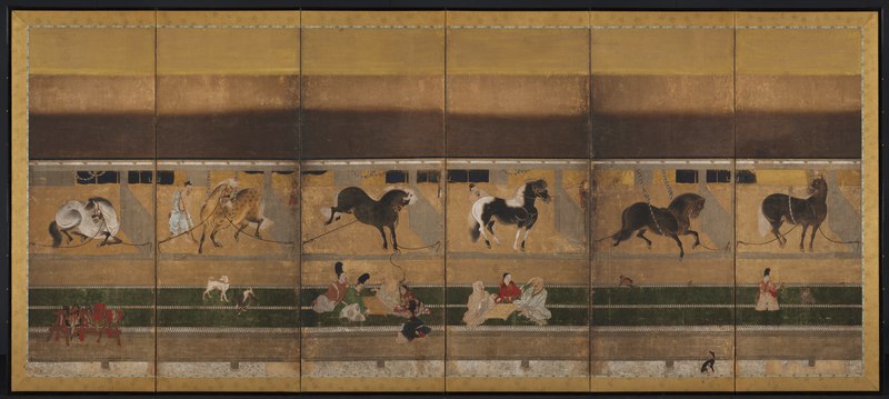 File:Tosa School - Horses and Grooms in the Stable - 1934.373.1 - Cleveland Museum of Art.tif