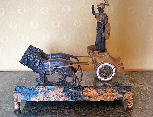 Desk clock in the "Napoleonic room", interior of Villa Carlotta in Tremezzo, Italy.