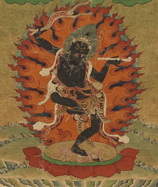 Tröma Nagmo, Tibetan Buddhist Kali. Closeup from a painting of Machig Labdron, 19th century.
