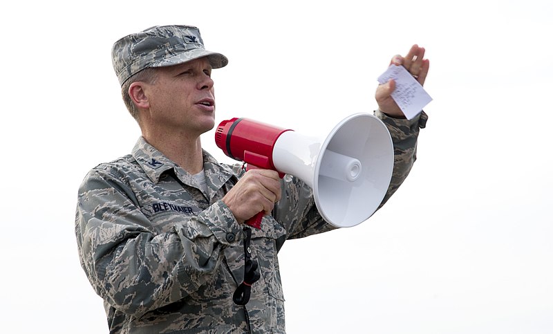 File:U.S. Air Force Col. Steven Bleymaier, the commander of the 72nd Air Base Wing, speaks to Airmen gathered at the Airman Family Readiness Center at Tinker Air Force Base, Okla., May 24, 2013, before they depart to 130524-F-IE715-055.jpg