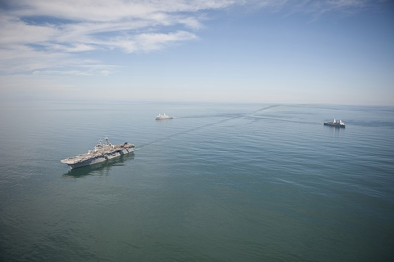 File:US Navy 110831-N-PM781-010 USS Wasp (LHD 1), USS New York (LPD 21) and USS San Antonio (LPD 17) transit in formation during a training exercise.jpg