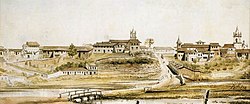 São Paulo en 1821. Aquarelle d'Arnaud Julien Pallière, représentant la Várzea do Carmo (Marécage du Carmel).