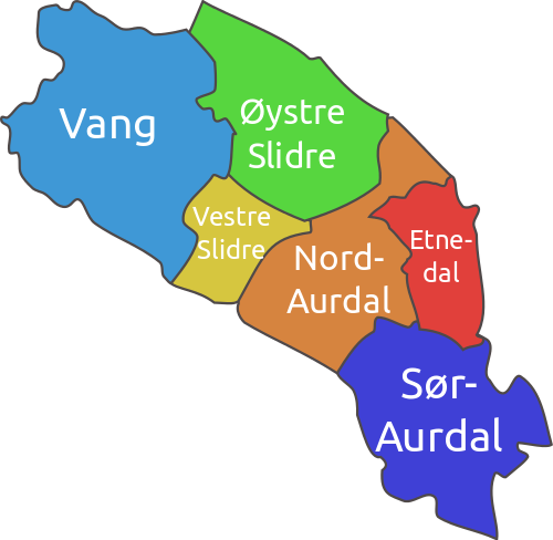 Kart over Valdres
