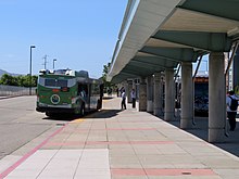 WHEELS buses at the station in 2018 WHEELS buses at Dublin Pleasanton station, May 2018.JPG