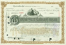 Share of the West End Street Railway Company, issued 4 January 1922 West End Street Railway Company 1922.jpg