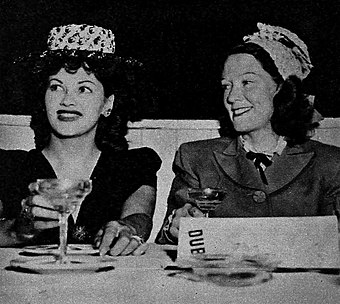 De Carlo (left) and her mother at the Florentine Gardens, c. 1941