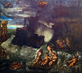 <i>Storm at Sea</i> Painting by Jacopo Palma il Vecchio