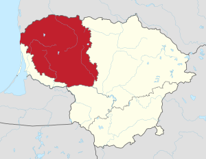 Pozicija Žemajtije na karti Litvanije