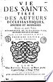 Первая страница книги «Vies des Saints» («Святая жизнь»), 1689