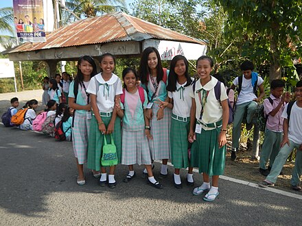 Female students in school uniform at Licab, Nueva Ecija
