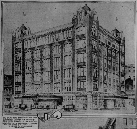 New Ville de Paris department store on Seventh Street, sketch from November 1918